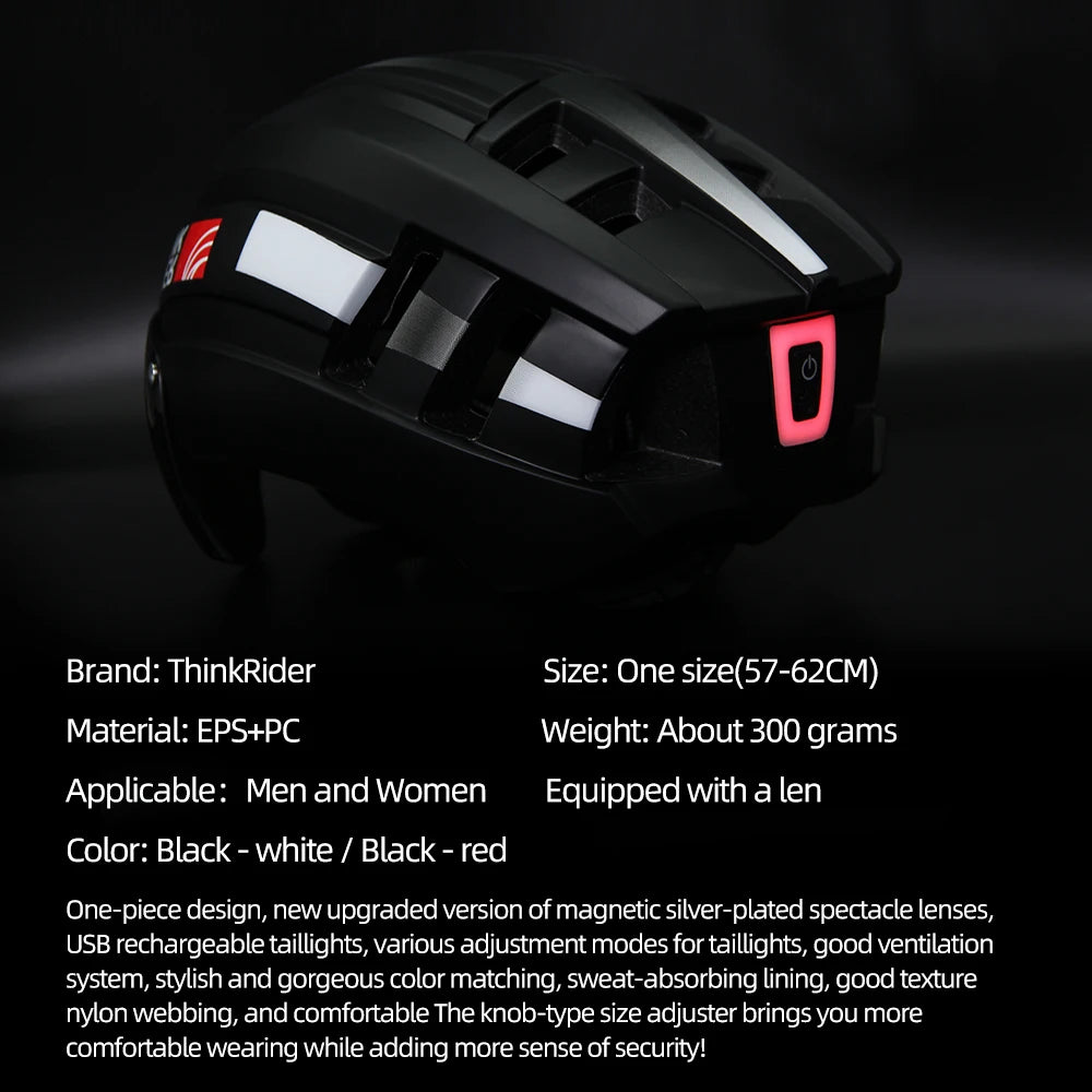 Road MTB Bicycle Helmet LED Light With Magnetic Goggles ThinkRider