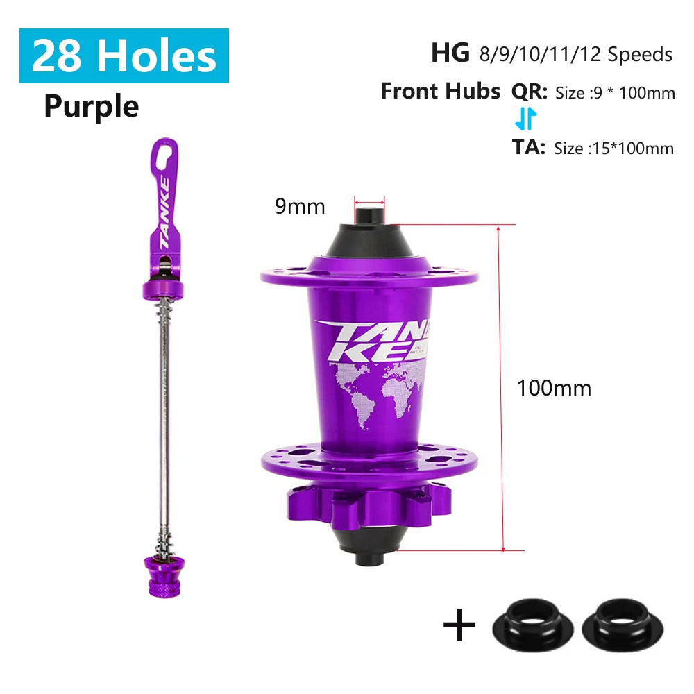 Click Hub 6 Bearing MTB Front Rear 28 32 36 Holes QR Thru-axle TANKE 120