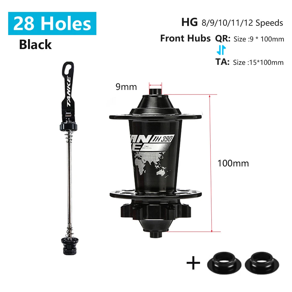 Click Hub 6 Bearing MTB Front Rear 28 32 36 Holes QR Thru-axle TANKE 120