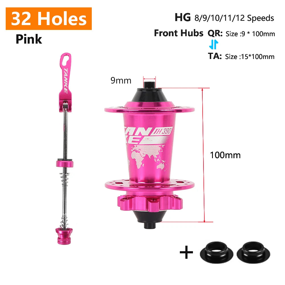 Click Hub 6 Bearing MTB Front Rear 28 32 36 Holes QR Thru-axle TANKE 120