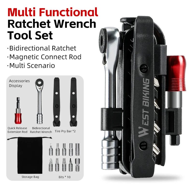 Portable Ratchet Wrench Kit 14 In 1 WEST BIKING