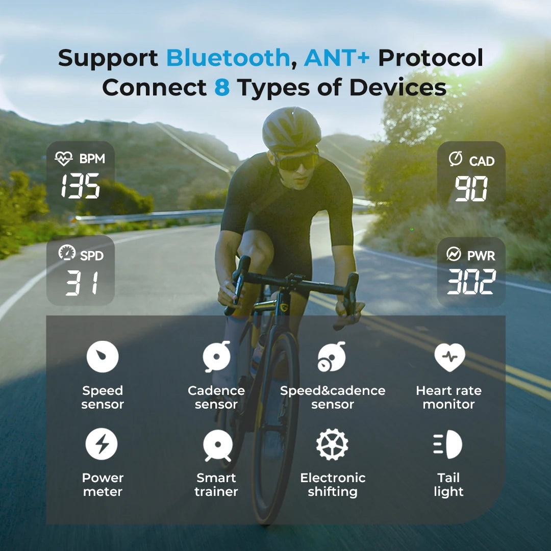Bicycle Wireless Smart Computer Navigation WIFI ANT Odometer IPX7 GEOID CC600
