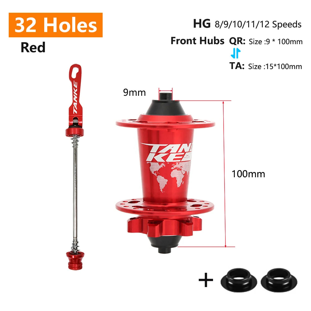 Click Hub 6 Bearing MTB Front Rear 28 32 36 Holes QR Thru-axle TANKE 120