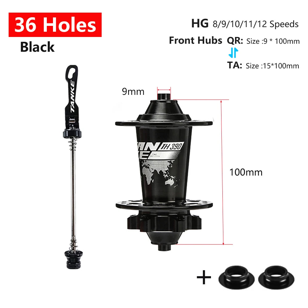 Click Hub 6 Bearing MTB Front Rear 28 32 36 Holes QR Thru-axle TANKE 120