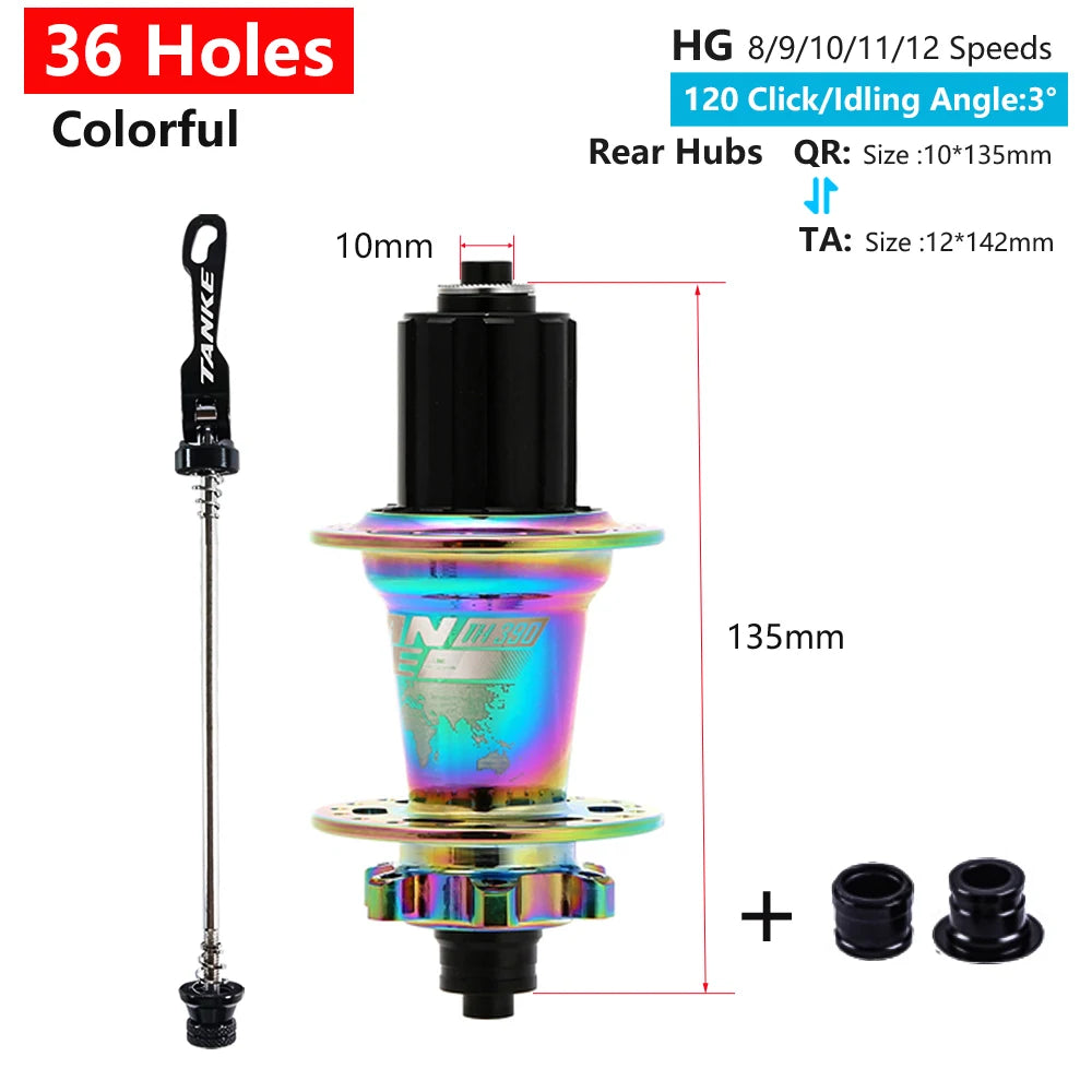 Click Hub 6 Bearing MTB Front Rear 28 32 36 Holes QR Thru-axle TANKE 120