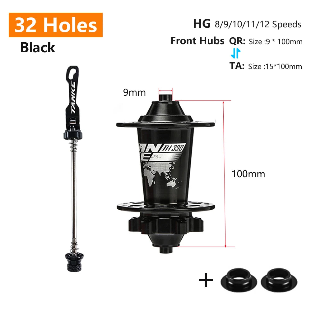 Click Hub 6 Bearing MTB Front Rear 28 32 36 Holes QR Thru-axle TANKE 120
