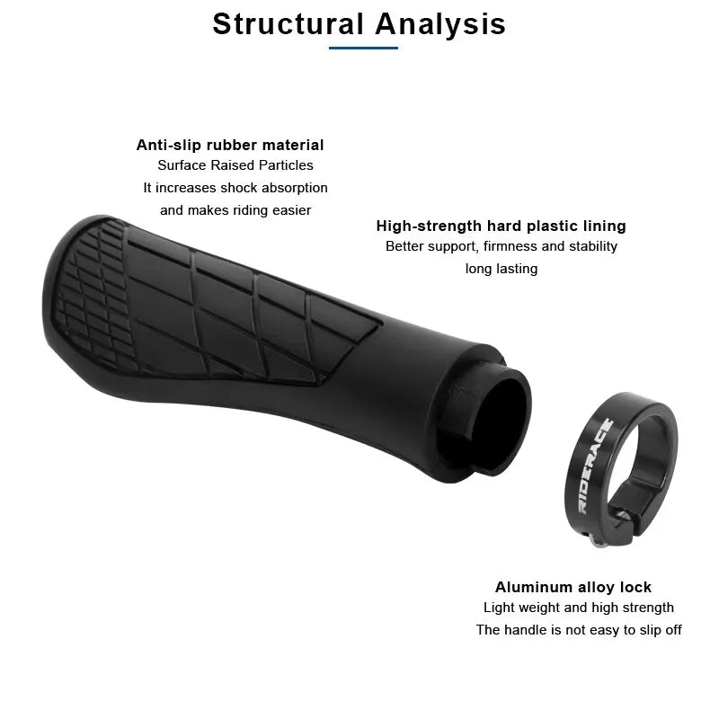 Bicycle Soft Rubber Shockproof Ergonomic Anti-Slip Handlebar RIDERACE