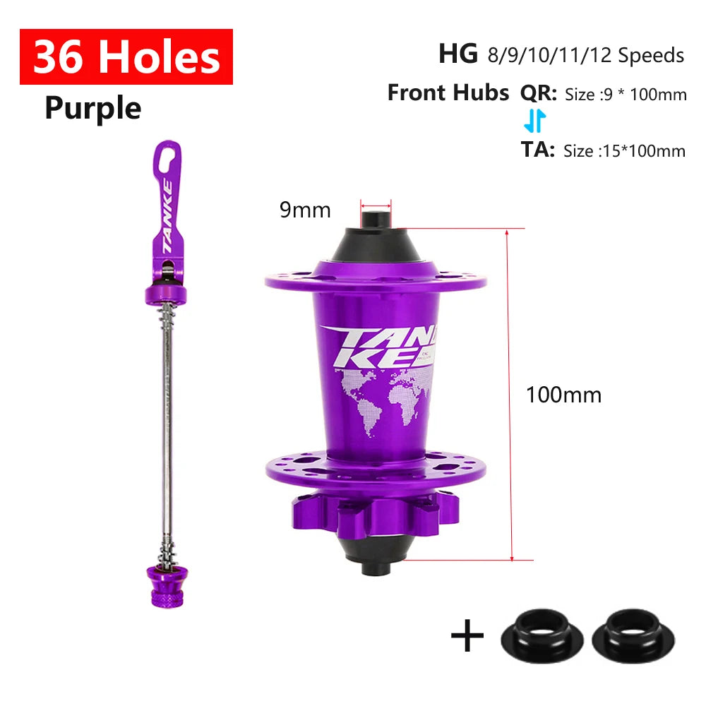 Click Hub 6 Bearing MTB Front Rear 28 32 36 Holes QR Thru-axle TANKE 120