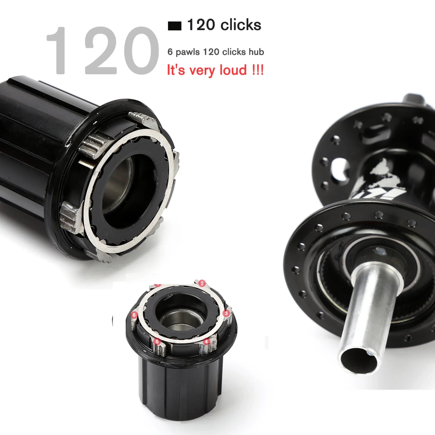 Click Hub 6 Bearing MTB Front Rear 28 32 36 Holes QR Thru-axle TANKE 120