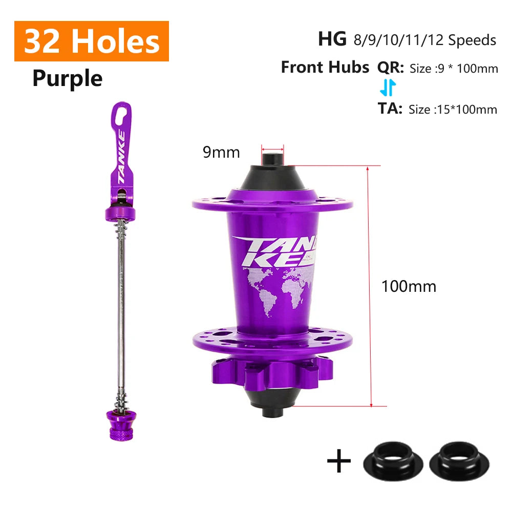 Click Hub 6 Bearing MTB Front Rear 28 32 36 Holes QR Thru-axle TANKE 120