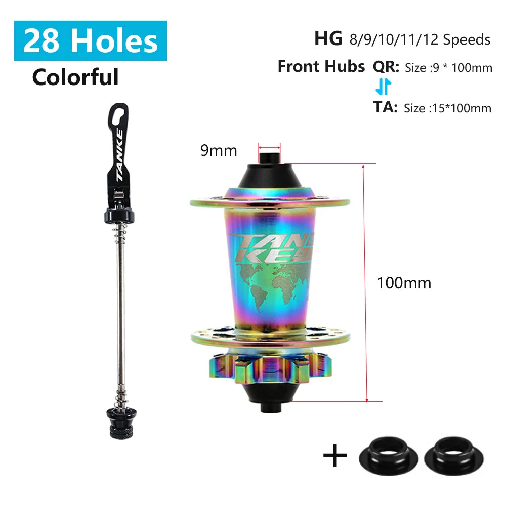 Click Hub 6 Bearing MTB Front Rear 28 32 36 Holes QR Thru-axle TANKE 120