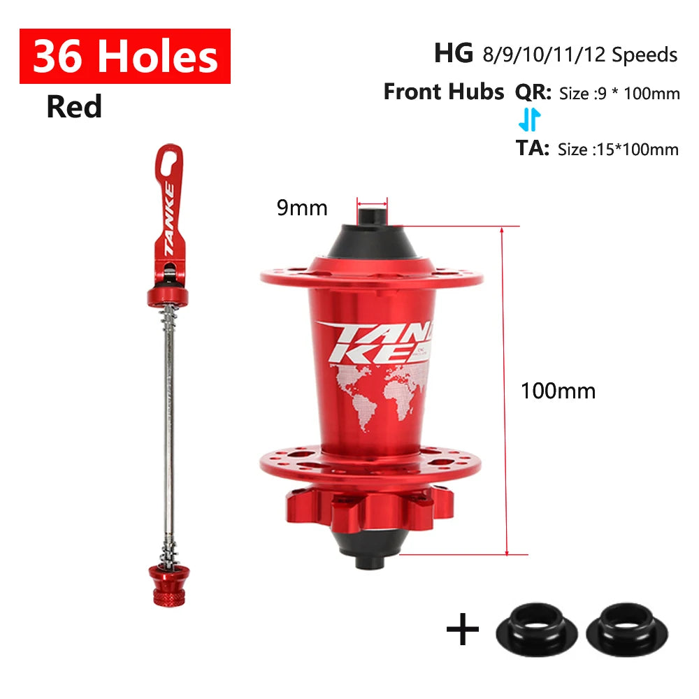 Click Hub 6 Bearing MTB Front Rear 28 32 36 Holes QR Thru-axle TANKE 120