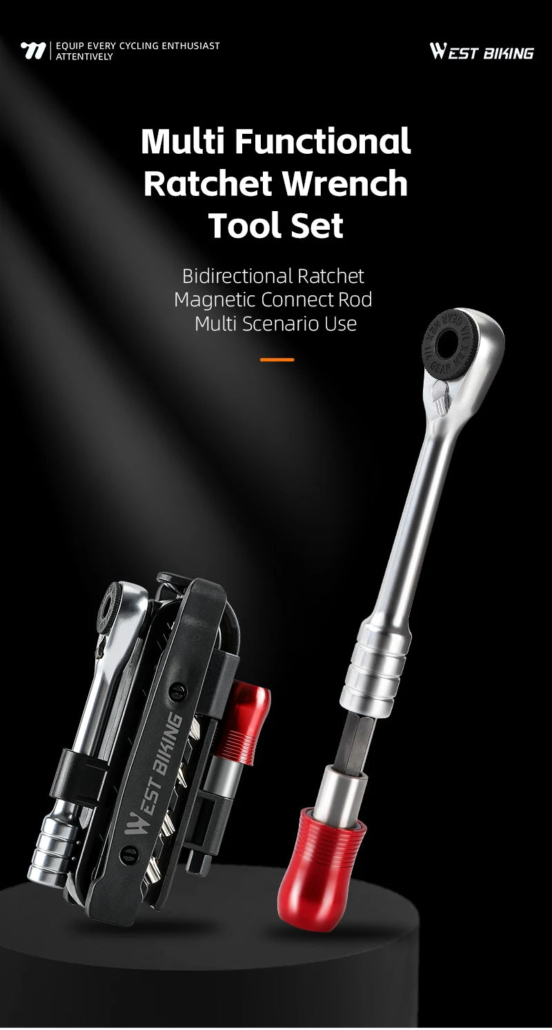 Portable Ratchet Wrench Kit 14 In 1 WEST BIKING