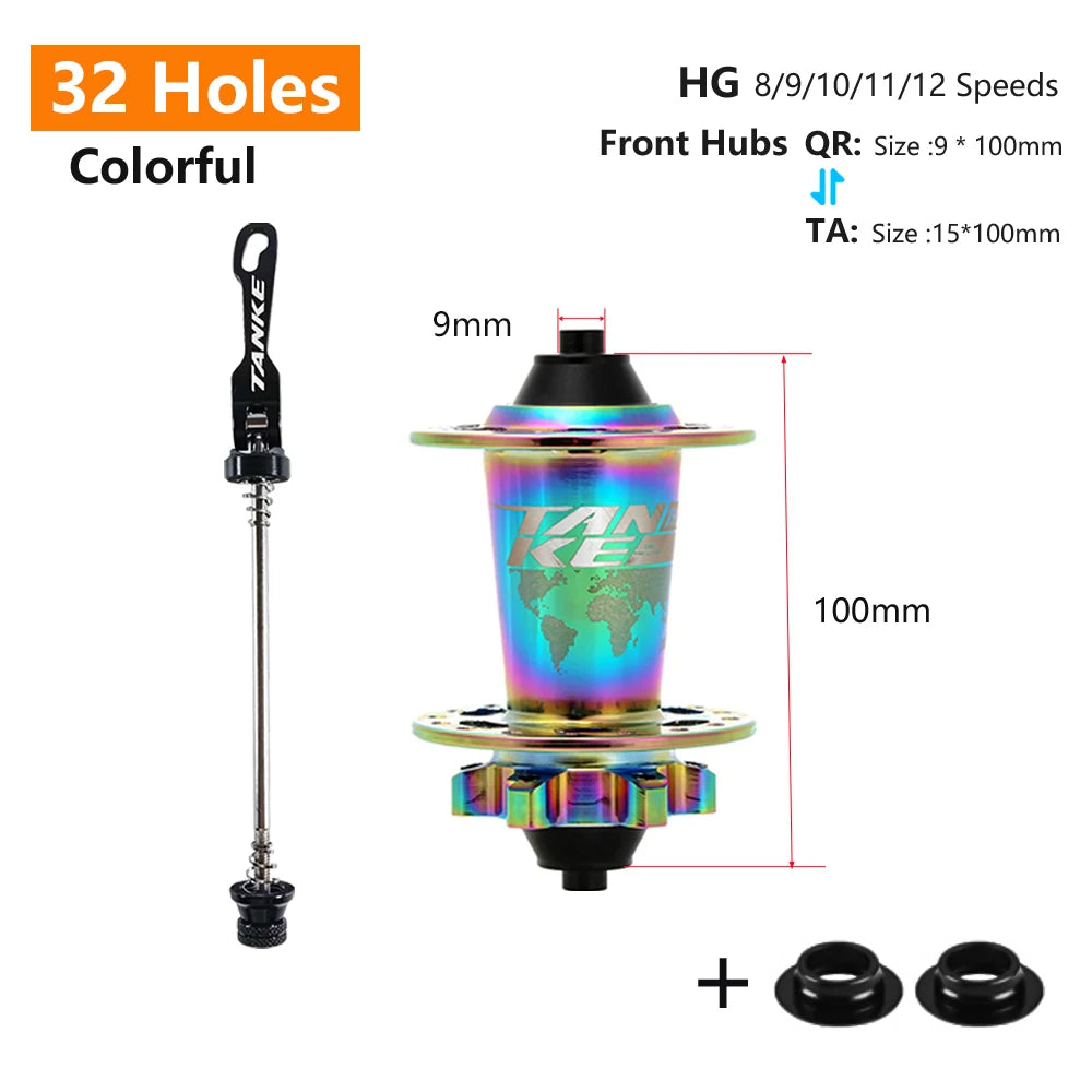 Click Hub 6 Bearing MTB Front Rear 28 32 36 Holes QR Thru-axle TANKE 120
