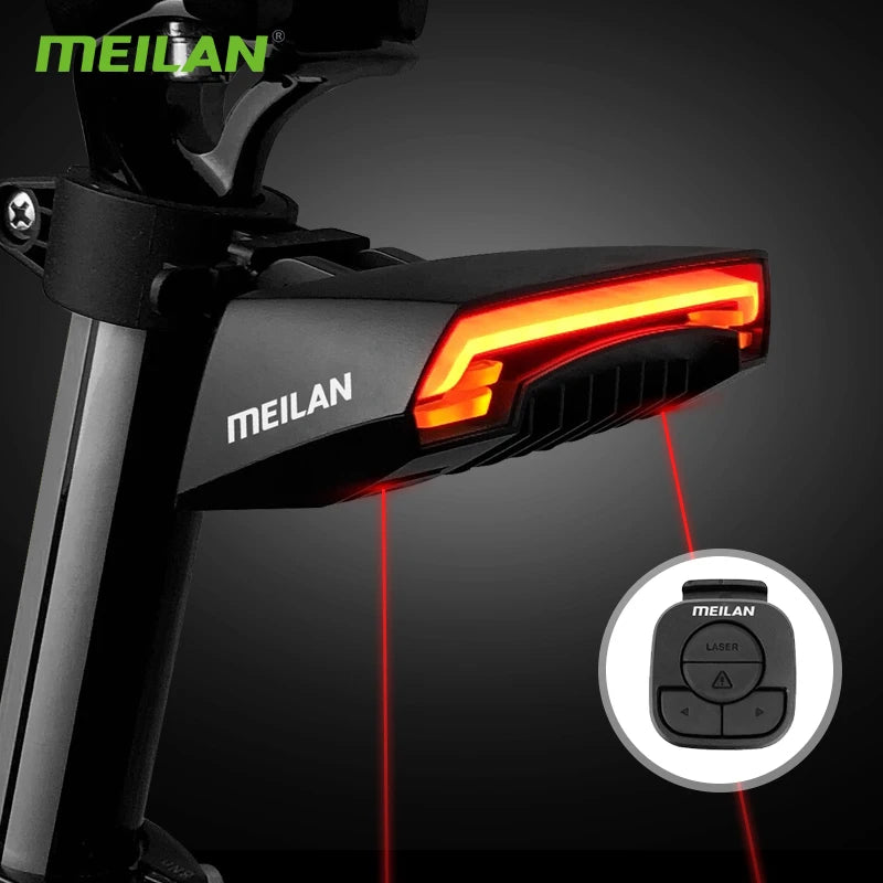 Wireless Smart USB Rechargeable Bicycle Rear Light Laser Tail  Lamp Meilan X5