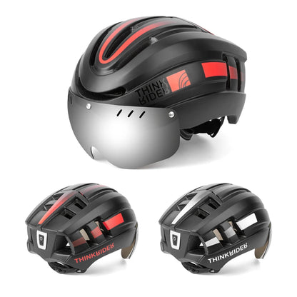 Road MTB Bicycle Helmet LED Light With Magnetic Goggles ThinkRider