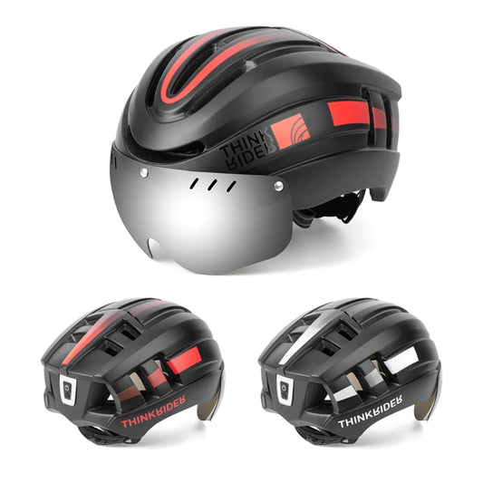 Road MTB Bicycle Helmet LED Light With Magnetic Goggles ThinkRider