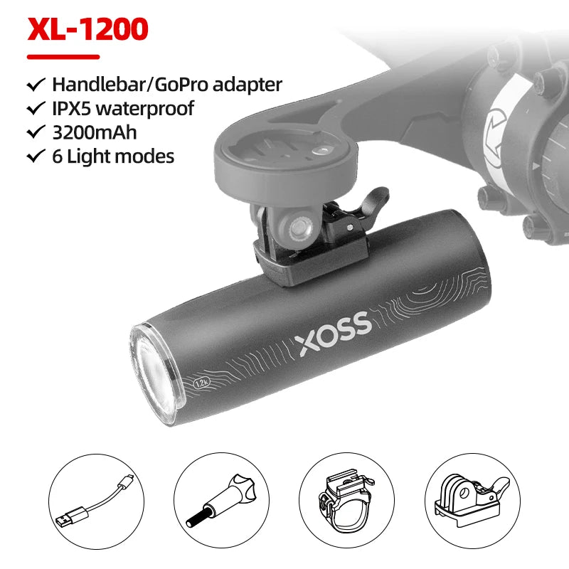 Bike Light XL1200 Headlight Waterproof Rechargeable Front Lamp XOSS 200-1200 Lm