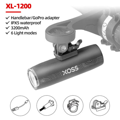 Bike Light XL1200 Headlight Waterproof Rechargeable Front Lamp XOSS 200-1200 Lm
