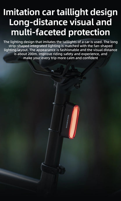 Magnetic LED Bike Tail Light Type-C 7 modes Rechargeable ROCKBROS