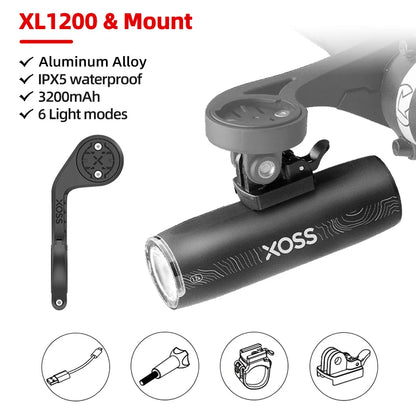 Bike Light XL1200 Headlight Waterproof Rechargeable Front Lamp XOSS 200-1200 Lm