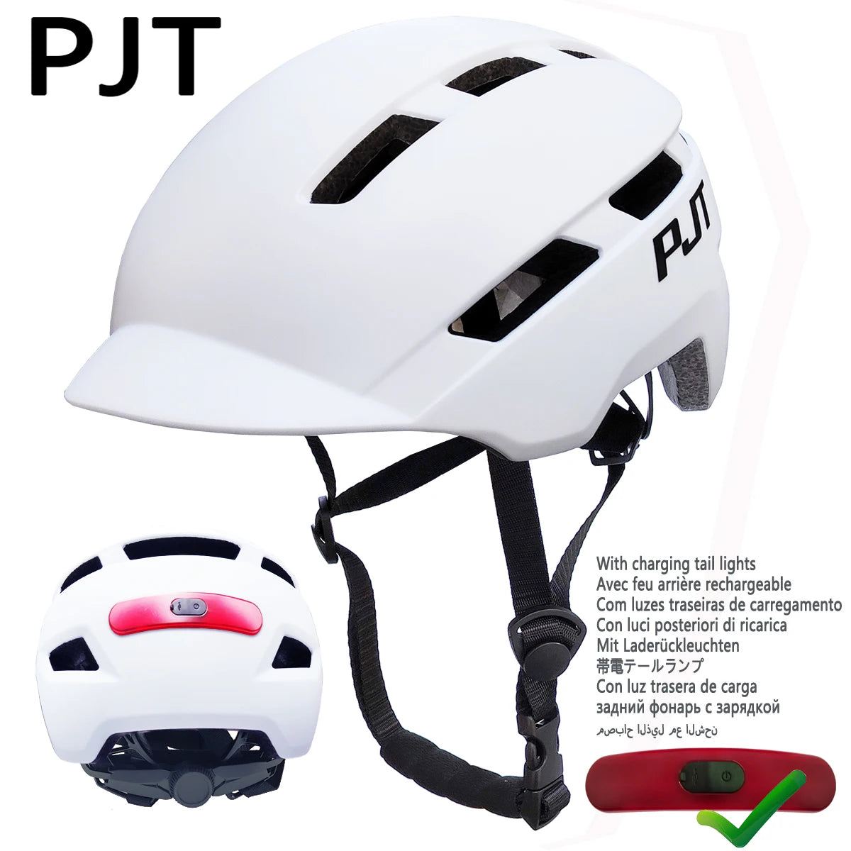 New Cycling Helmet In-Mold Mountain Road USB Rechargeable Taillight PJT