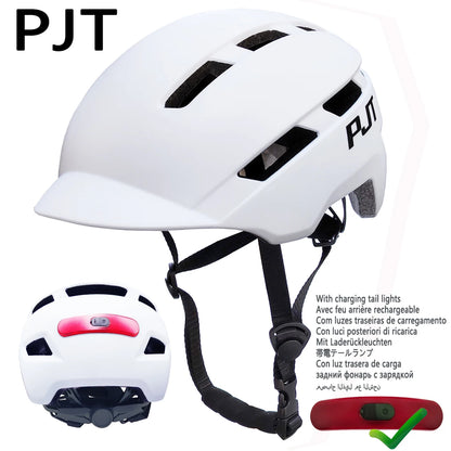New Cycling Helmet In-Mold Mountain Road USB Rechargeable Taillight PJT