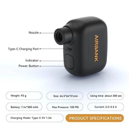 Mini Portable Bicycle Pump Rechargeable AIRBANK