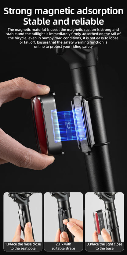 Magnetic LED Bike Tail Light Type-C 7 modes Rechargeable ROCKBROS