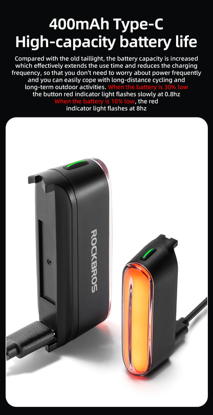 Magnetic LED Bike Tail Light Type-C 7 modes Rechargeable ROCKBROS