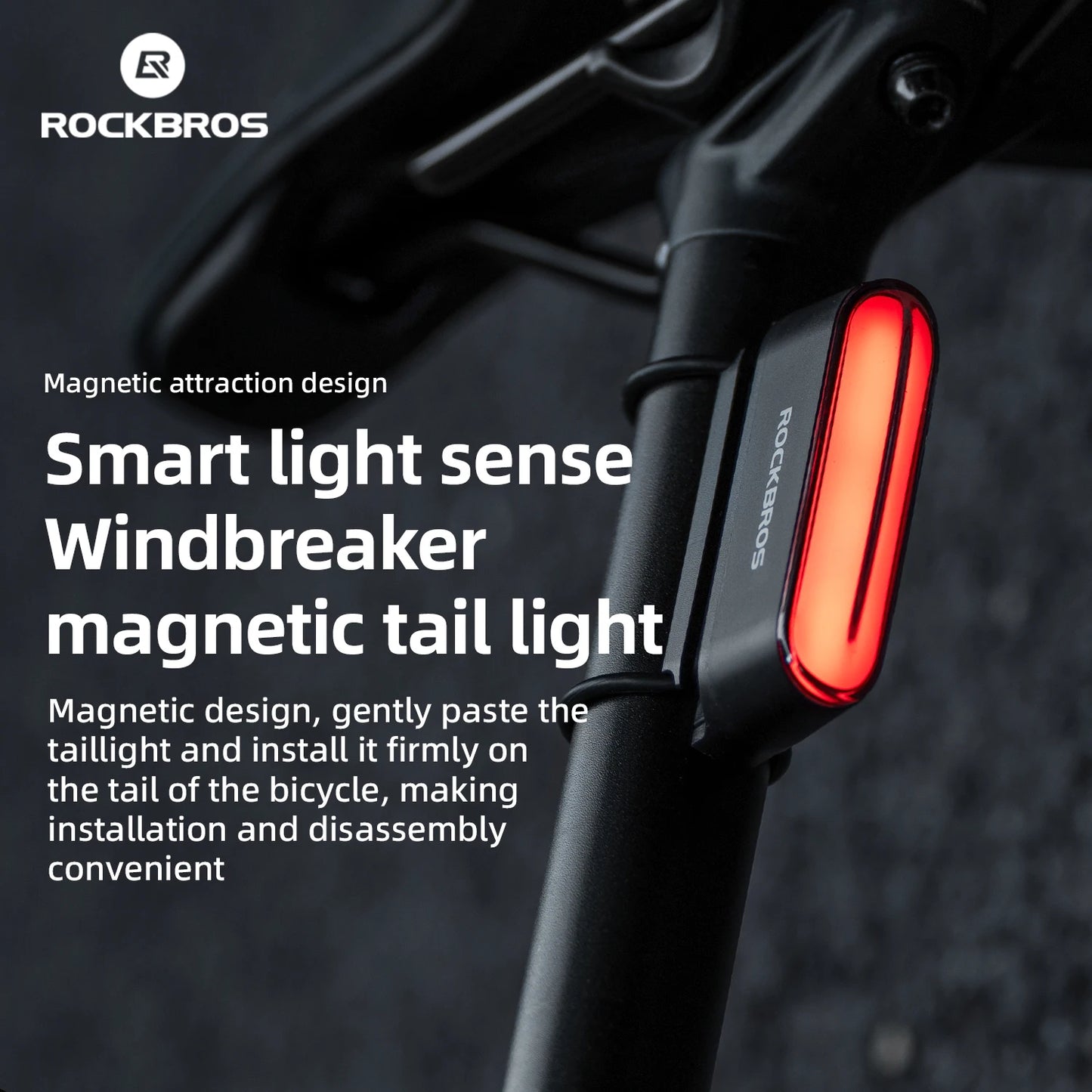 Magnetic LED Bike Tail Light Type-C 7 modes Rechargeable ROCKBROS