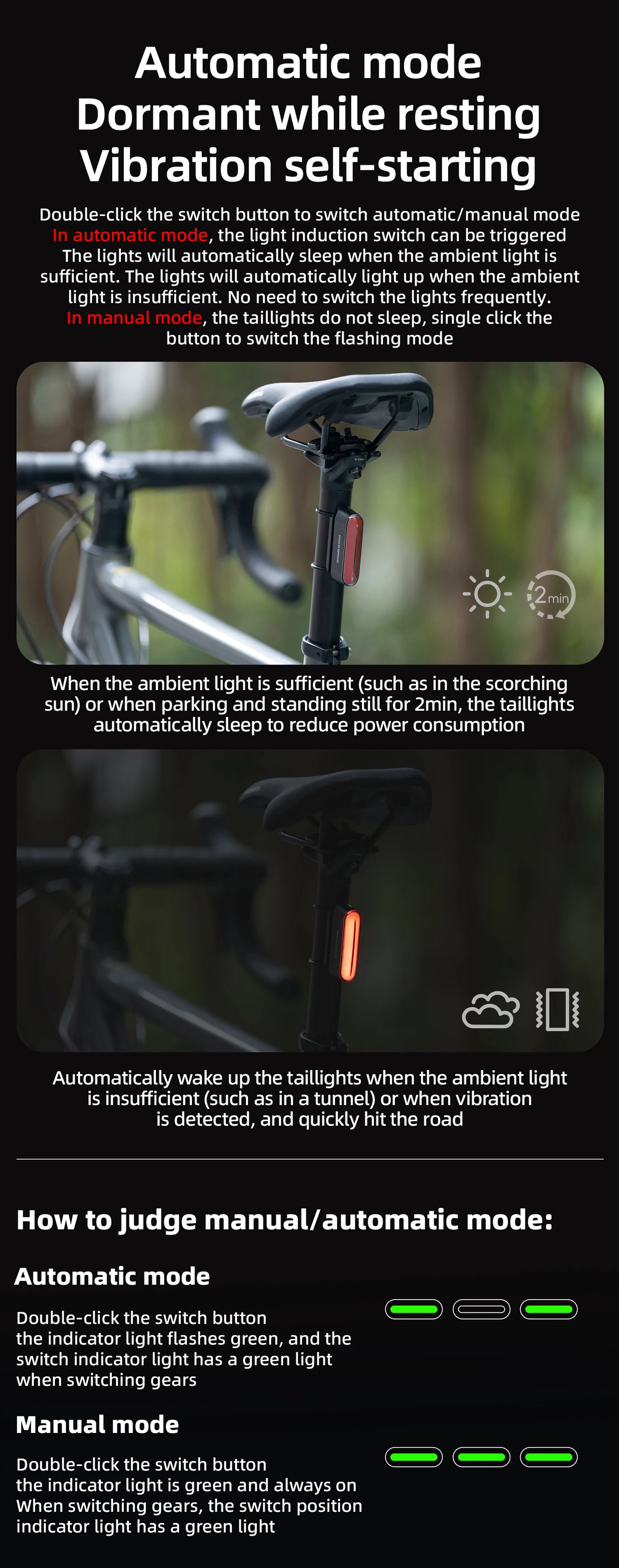 Magnetic LED Bike Tail Light Type-C 7 modes Rechargeable ROCKBROS