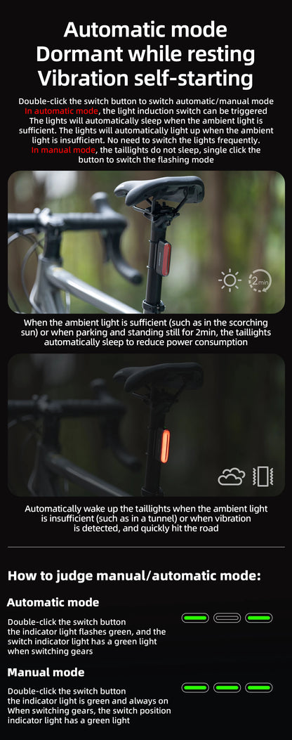 Magnetic LED Bike Tail Light Type-C 7 modes Rechargeable ROCKBROS