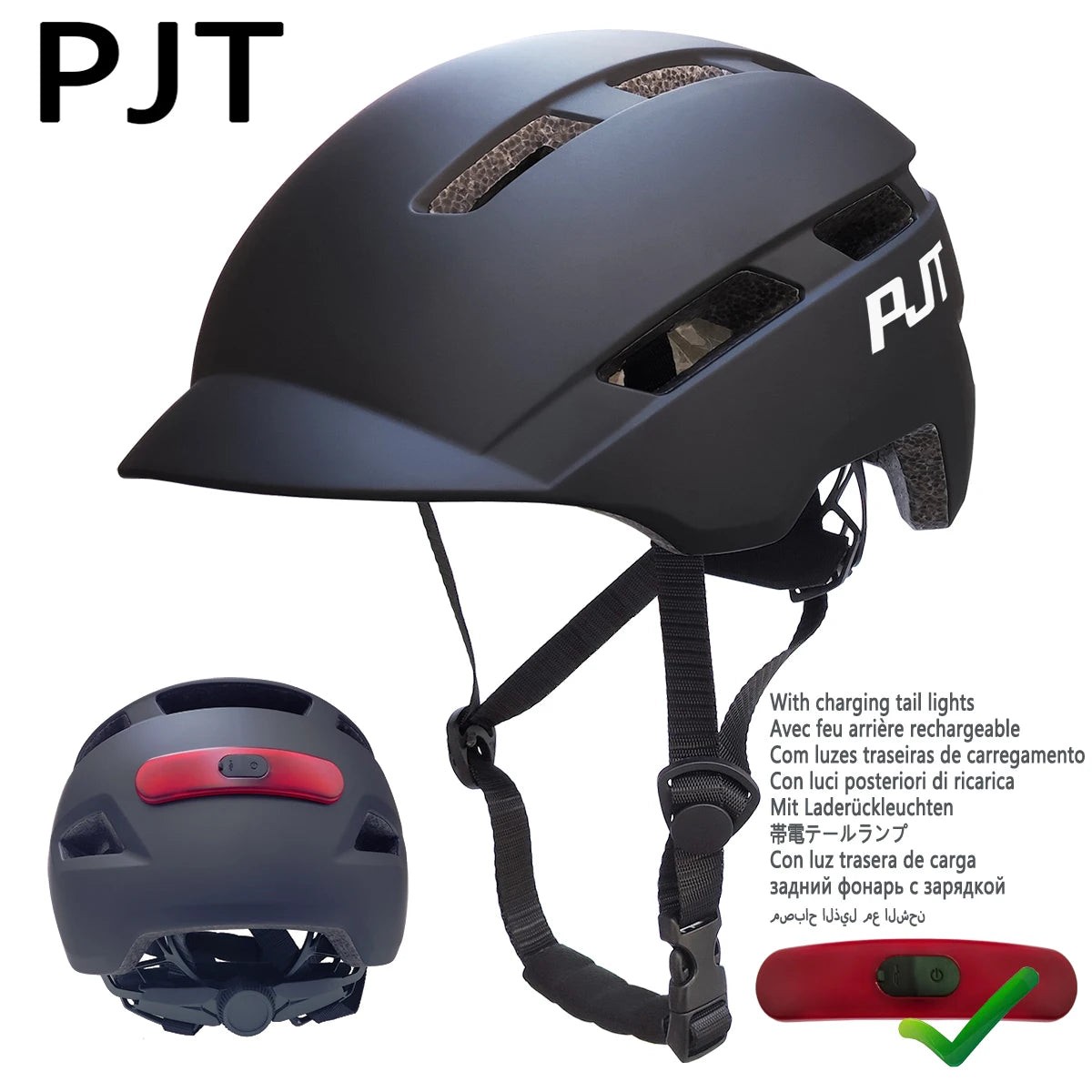 New Cycling Helmet In-Mold Mountain Road USB Rechargeable Taillight PJT