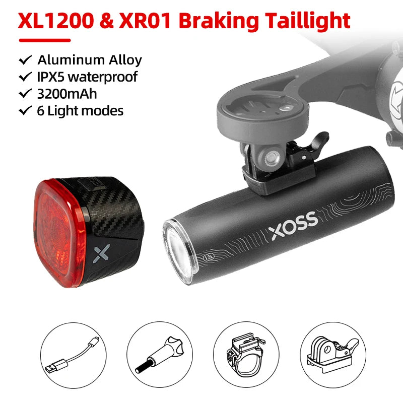 Bike Light XL1200 Headlight Waterproof Rechargeable Front Lamp XOSS 200-1200 Lm