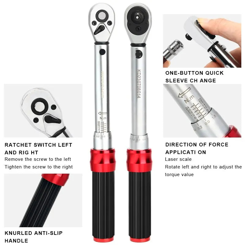 Bicycle Torque Wrench Set 15Pcs 1/4" 2-24Nm RIDERACE
