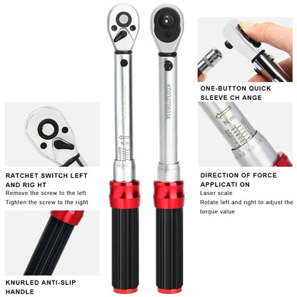 Bicycle Torque Wrench Set 15Pcs 1/4" 2-24Nm RIDERACE