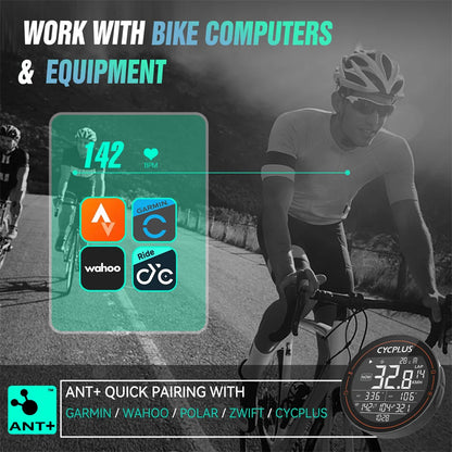 Heart Rate Sensor Bluetooth ANT+ Fitness Monitor for Garmin Wahoo GPS Bike Computer CYCPLUS