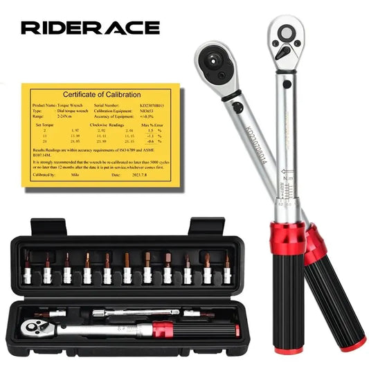 Bicycle Torque Wrench Set 15Pcs 1/4" 2-24Nm RIDERACE