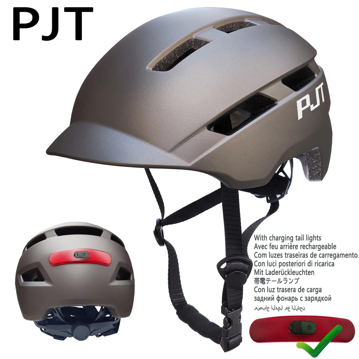 New Cycling Helmet In-Mold Mountain Road USB Rechargeable Taillight PJT