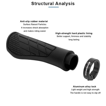 Bicycle Soft Rubber Shockproof Ergonomic Anti-Slip Handlebar RIDERACE