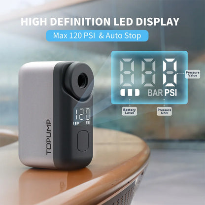 Mini Portable Electric Bike Pump 120PSI Max 450mAh Battery TOPUMP TB2 PRO