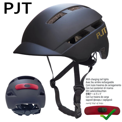 New Cycling Helmet In-Mold Mountain Road USB Rechargeable Taillight PJT