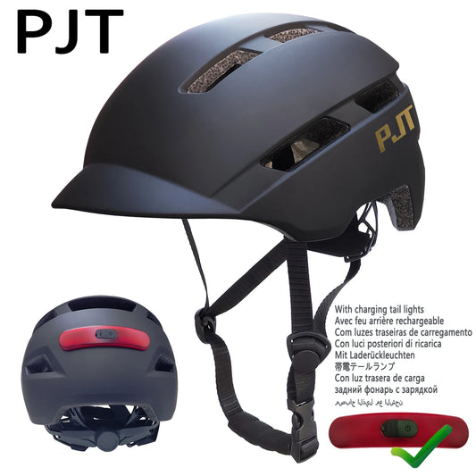 New Cycling Helmet In-Mold Mountain Road USB Rechargeable Taillight PJT