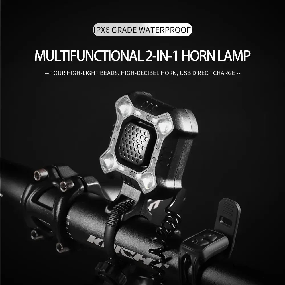 Bicycle Multifunctional 2-in-1 Horn Lamp High Decibel Waterproof USB Charge