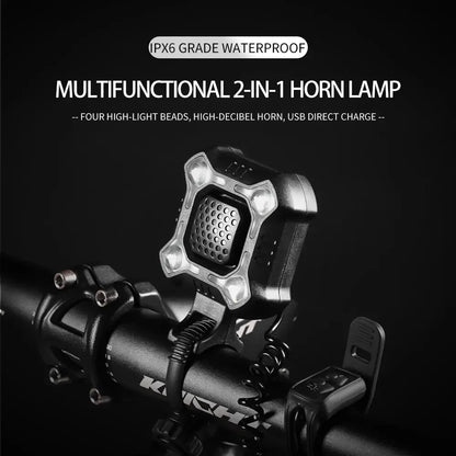 Bicycle Multifunctional 2-in-1 Horn Lamp High Decibel Waterproof USB Charge