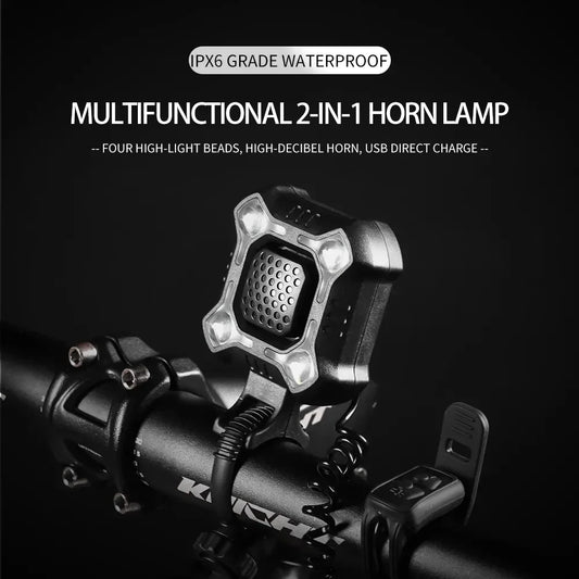 Bicycle Multifunctional 2-in-1 Horn Lamp High Decibel Waterproof USB Charge
