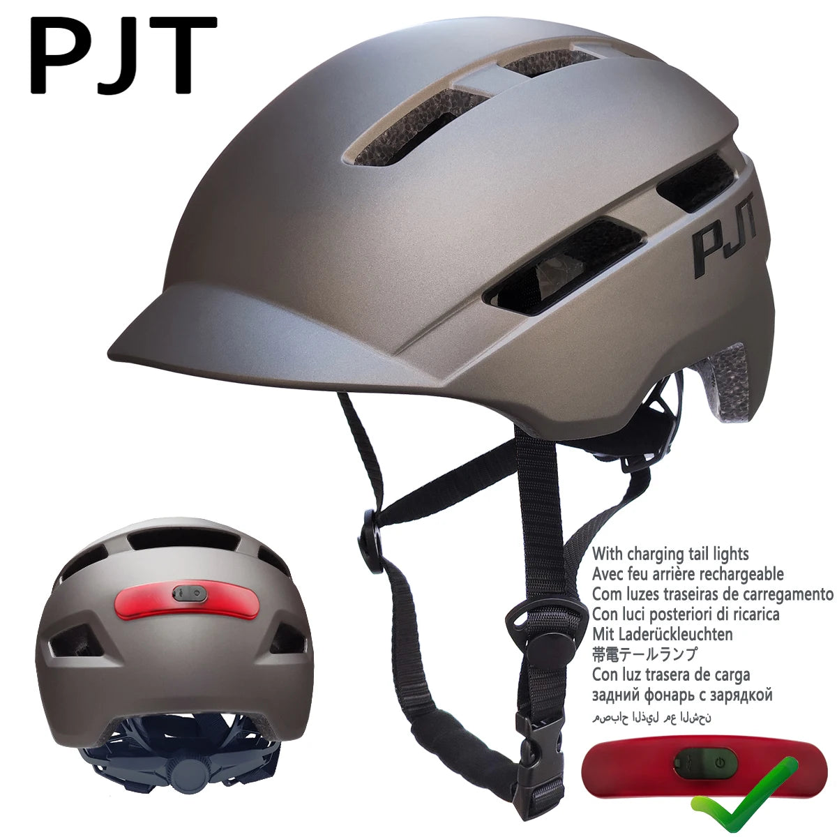 New Cycling Helmet In-Mold Mountain Road USB Rechargeable Taillight PJT
